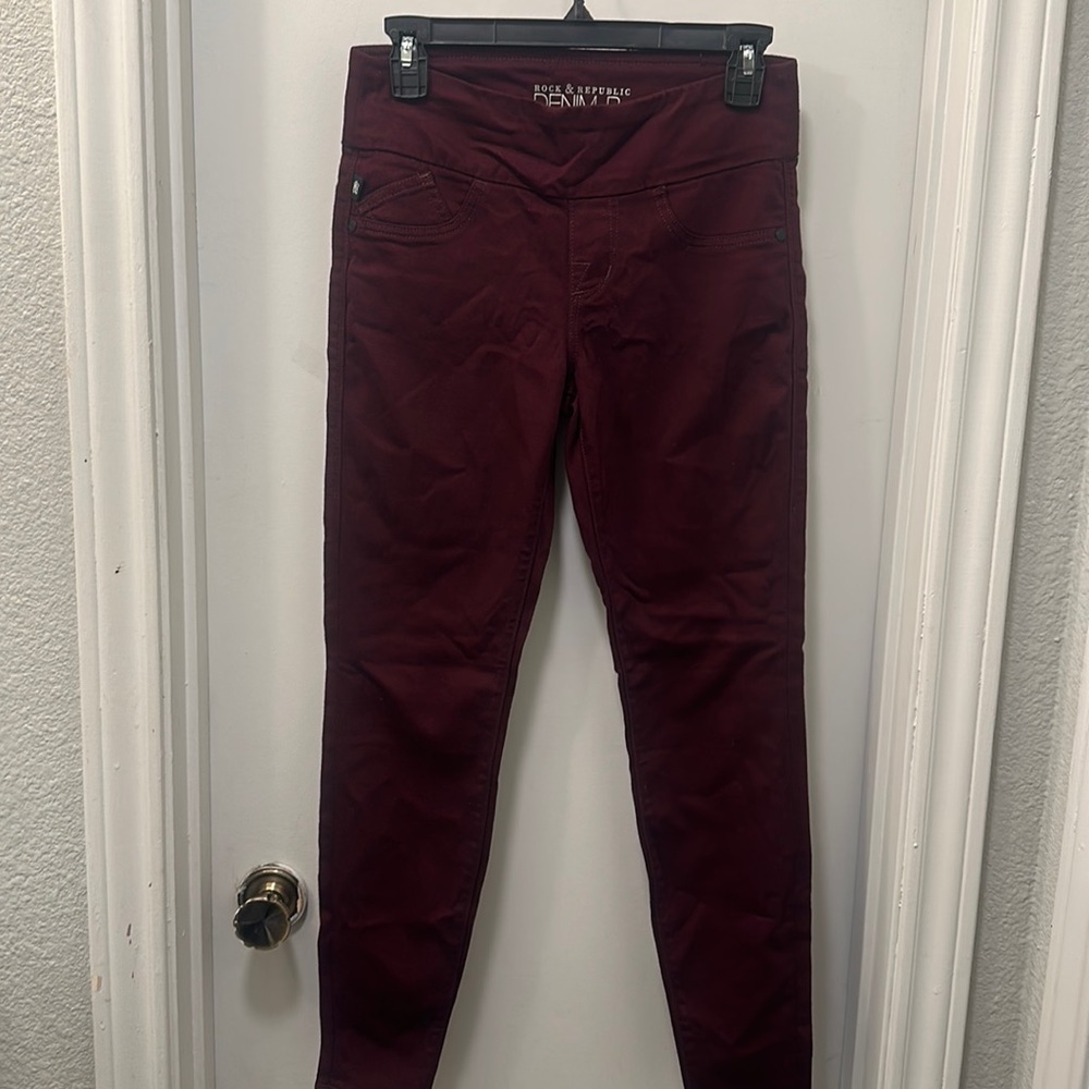 Rock & Republic women’s leggings pant color burgundy size 4